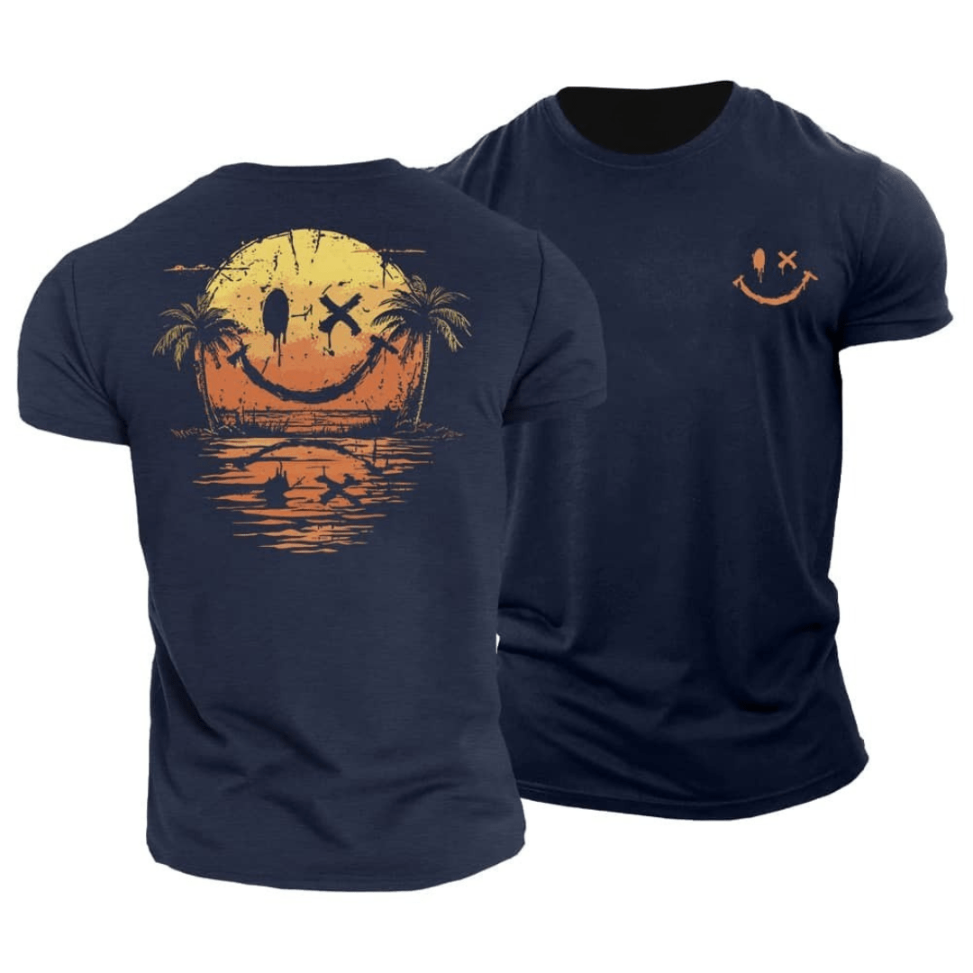 T-shirt à illustration de palmiers au dos